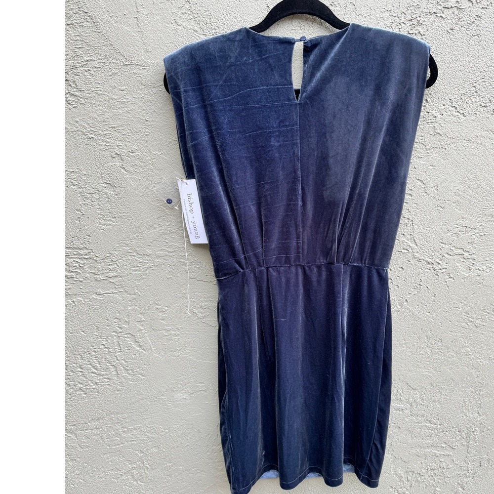 NEW Bishop Young Velvet Velour Sleeveless Blue Party Cocktail Dress